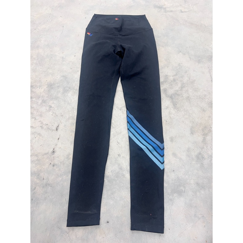Aviator Nation Leggings‎ Womens XS Black Chevron High-Waisted Workout Gym Wear